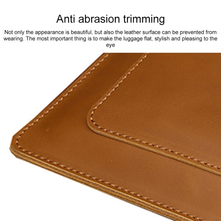 Universal Genuine Leather Business Zipper Laptop Tablet Bag For 13 inch and Below(Green) - 15 inch by PMC TechLife | Online Shopping South Africa | PMC TechLife | Buy Now Pay Later Mobicred