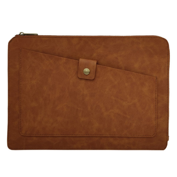 Universal Genuine Leather Business Zipper Laptop Tablet Bag For 15 inch and Below(Brown) - 15 inch by PMC TechLife | Online Shopping South Africa | PMC TechLife | Buy Now Pay Later Mobicred