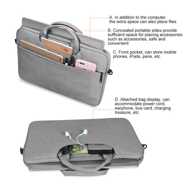 ST01S Waterproof Oxford Cloth Hidden Portable Strap One-shoulder Handbag for 13.3 inch Laptops(Light Grey) - free shipping - PMC Jewellery - Order now!