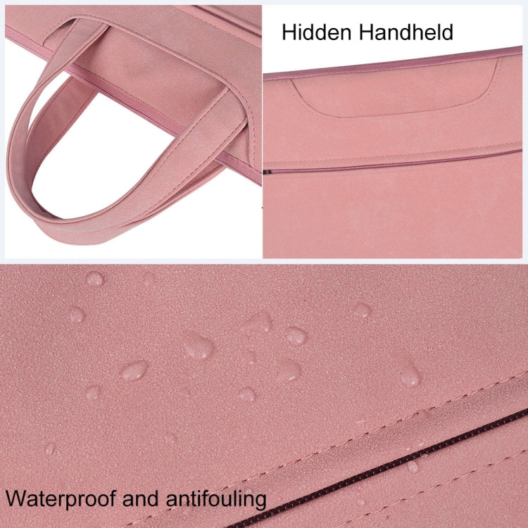 ST06 Waterproof PU Leather Zipper Hidden Portable Strap One-shoulder Handbag for 13.3 inch Laptops, with Suitcase Belt(Pink) - 13.3 inch by PMC TechLife | Online Shopping South Africa | PMC TechLife | Buy Now Pay Later Mobicred
