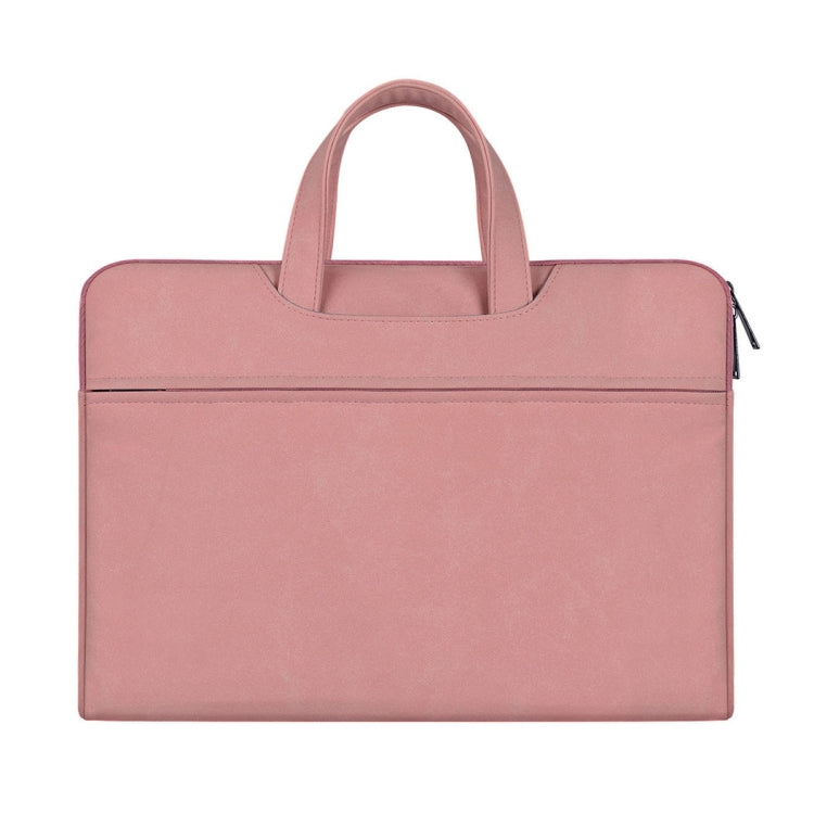 ST06 Waterproof PU Leather Zipper Hidden Portable Strap One-shoulder Handbag for 14.1 inch Laptops, with Suitcase Belt (Pink) - 14.1 inch by PMC TechLife | Online Shopping South Africa | PMC TechLife | Buy Now Pay Later Mobicred