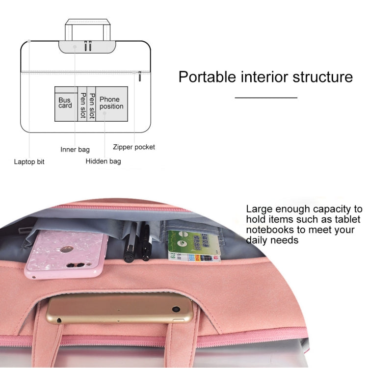 ST06 Waterproof PU Leather Zipper Hidden Portable Strap One-shoulder Handbag for 14.1 inch Laptops, with Suitcase Belt (Pink) - 14.1 inch by PMC TechLife | Online Shopping South Africa | PMC TechLife | Buy Now Pay Later Mobicred