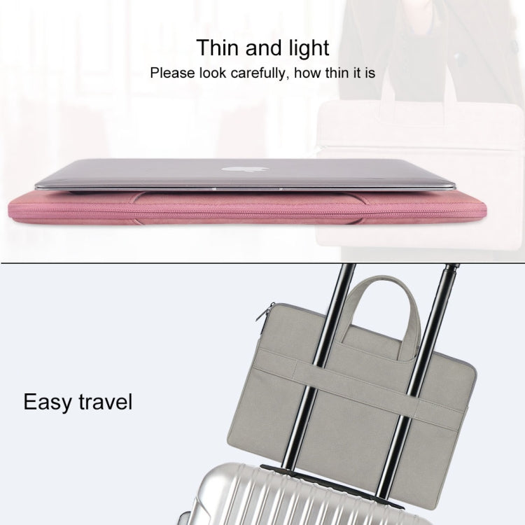 ST06 Waterproof PU Leather Zipper Hidden Portable Strap One-shoulder Handbag for 15.6 inch Laptops, with Suitcase Belt (Light Grey) - 15.6 - 17 inch by PMC TechLife | Online Shopping South Africa | PMC TechLife | Buy Now Pay Later Mobicred