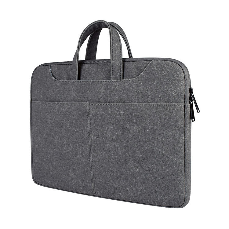 ST06S Waterproof PU Leather Zipper Hidden Portable Strap One-shoulder Handbag for 13.3 inch Laptops, with Magic Stick & Suitcase Belt (Dark Gray) - 13.3 inch by PMC TechLife | Online Shopping South Africa | PMC TechLife | Buy Now Pay Later Mobicred