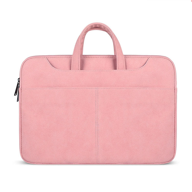 ST06S Waterproof PU Leather Zipper Hidden Portable Strap One-shoulder Handbag for 13.3 inch Laptops, with Magic Stick & Suitcase Belt (Pink) - 13.3 inch by PMC TechLife | Online Shopping South Africa | PMC TechLife | Buy Now Pay Later Mobicred
