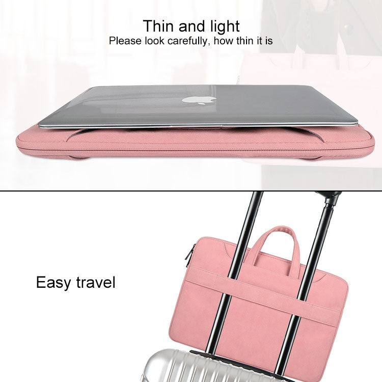 ST06S Waterproof PU Leather Zipper Hidden Portable Strap One-shoulder Handbag for 13.3 inch Laptops, with Magic Stick & Suitcase Belt (Pink) - 13.3 inch by PMC TechLife | Online Shopping South Africa | PMC TechLife | Buy Now Pay Later Mobicred