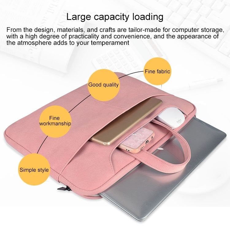 ST06S Waterproof PU Leather Zipper Hidden Portable Strap One-shoulder Handbag for 14.1 inch Laptops, with Magic Stick & Suitcase Belt (Pink) - 14.1 inch by PMC TechLife | Online Shopping South Africa | PMC TechLife | Buy Now Pay Later Mobicred