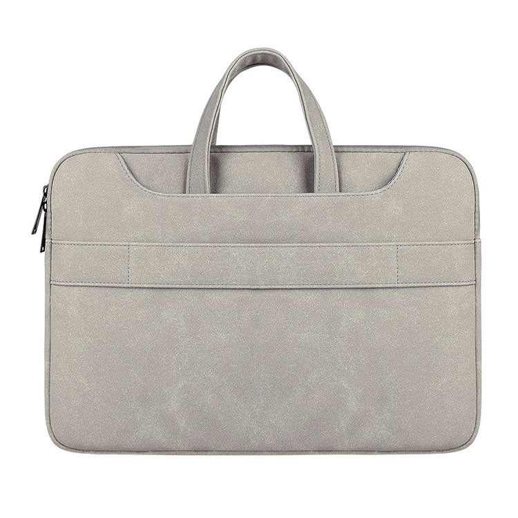 ST06S Waterproof PU Leather Zipper Hidden Portable Strap One-shoulder Handbag for 14.1 inch Laptops, with Magic Stick & Suitcase Belt (Light Grey) - 14.1 inch by PMC TechLife | Online Shopping South Africa | PMC TechLife | Buy Now Pay Later Mobicred
