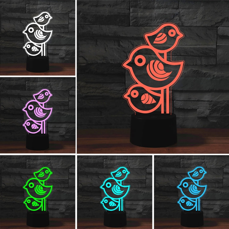 Three Birds Shape 3D Colorful LED Vision Light Table Lamp, 16 Colors Remote Control Version - Novelty Lighting by PMC TechLife | Online Shopping South Africa | PMC TechLife | Buy Now Pay Later Mobicred
