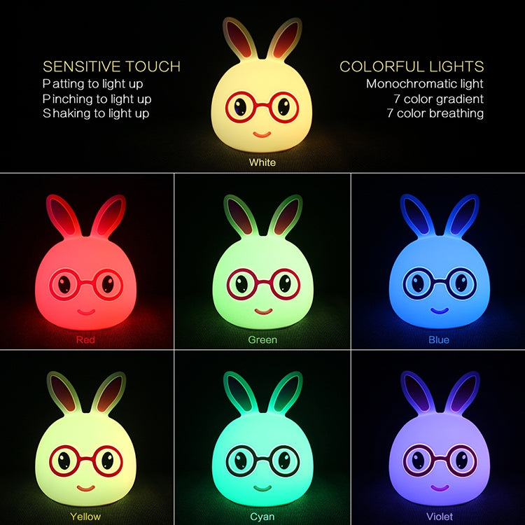 Happy Rabbit Creative Touch 3D LED Decorative Night Light, USB Charging Version (Pink) - Night Lights by PMc TechLife | Online Shopping South Africa | PMc TechLife | Buy Now Pay Later Mobicred