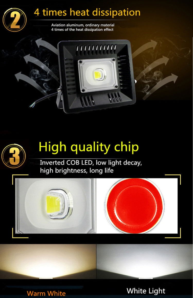 30W Waterproof 3000K Warm White Light LED Floodlight Lamp, Luminous Flux: > 2400LM, PF > 0.9, RA > 80, AC 90-140V - Floodlights by PMC Jewellery | Online Shopping South Africa | PMC Jewellery | Buy Now Pay Later Mobicred