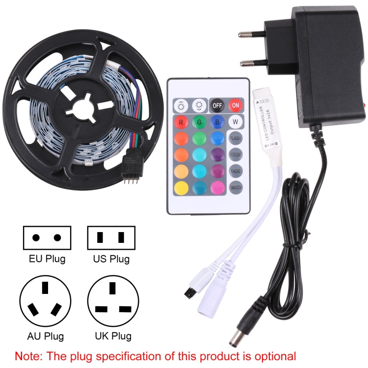 Bare Board 5050 SMD RGB LED Rope Light, 30 LED/m, Length: 2m, 12V 2A 100-240V, with 24-key Remote Control(EU Plug) - free shipping - PMC TechLife - Order now!