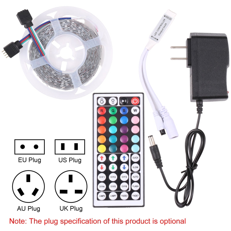 Bare Board 2835 SMD RGB LED Rope Light, 60 LED/m, Length: 5m, 12V 2A 100-240V, with 44-key Remote Control (AU Plug) - Bare Board Light by PMC TechLife | Online Shopping South Africa | PMC TechLife | Buy Now Pay Later Mobicred