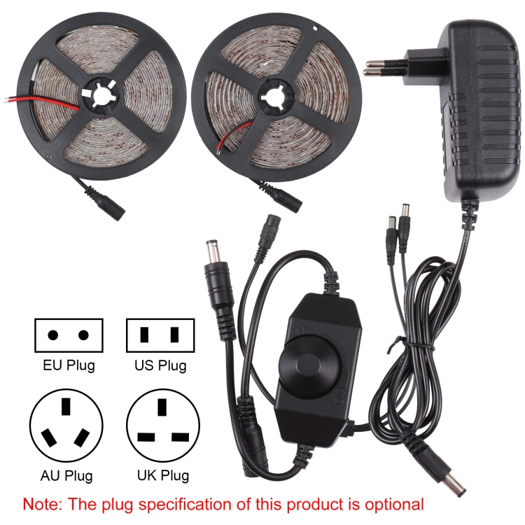 2pcs Bare Board 2835 SMD Dimmable White Light / Warm Light LED Rope Light, 60 LED/m, Length: 5m, 12V 2A 100-240V(AU Plug) - Bare Board Light by PMC TechLife | Online Shopping South Africa | PMC TechLife | Buy Now Pay Later Mobicred