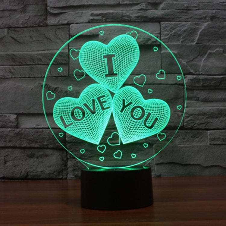 Three Hearts Shape 3D Touch Switch Control LED Night Light , 7-color Discoloration Creative Visual Stereo Lamp Desk Lamp Novelty Gift - Novelty Lighting by PMc TechLife | Online Shopping South Africa | PMc TechLife | Buy Now Pay Later Mobicred