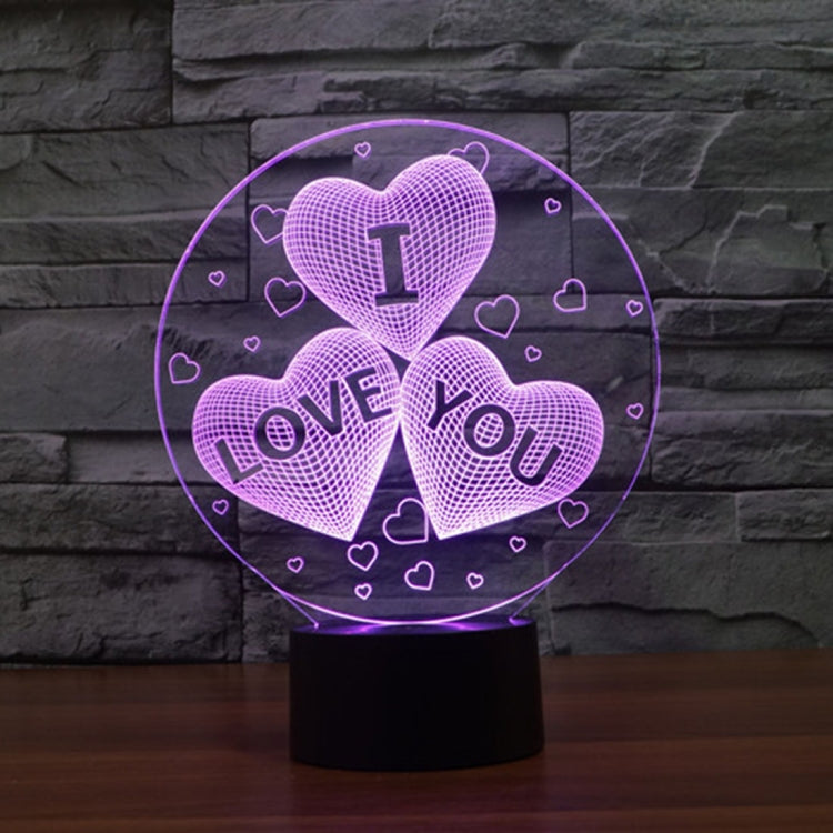 Three Hearts Shape 3D Touch Switch Control LED Night Light , 7-color Discoloration Creative Visual Stereo Lamp Desk Lamp Novelty Gift - Novelty Lighting by PMc TechLife | Online Shopping South Africa | PMc TechLife | Buy Now Pay Later Mobicred