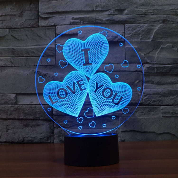 Three Hearts Shape 3D Touch Switch Control LED Night Light , 7-color Discoloration Creative Visual Stereo Lamp Desk Lamp Novelty Gift - Novelty Lighting by PMc TechLife | Online Shopping South Africa | PMc TechLife | Buy Now Pay Later Mobicred
