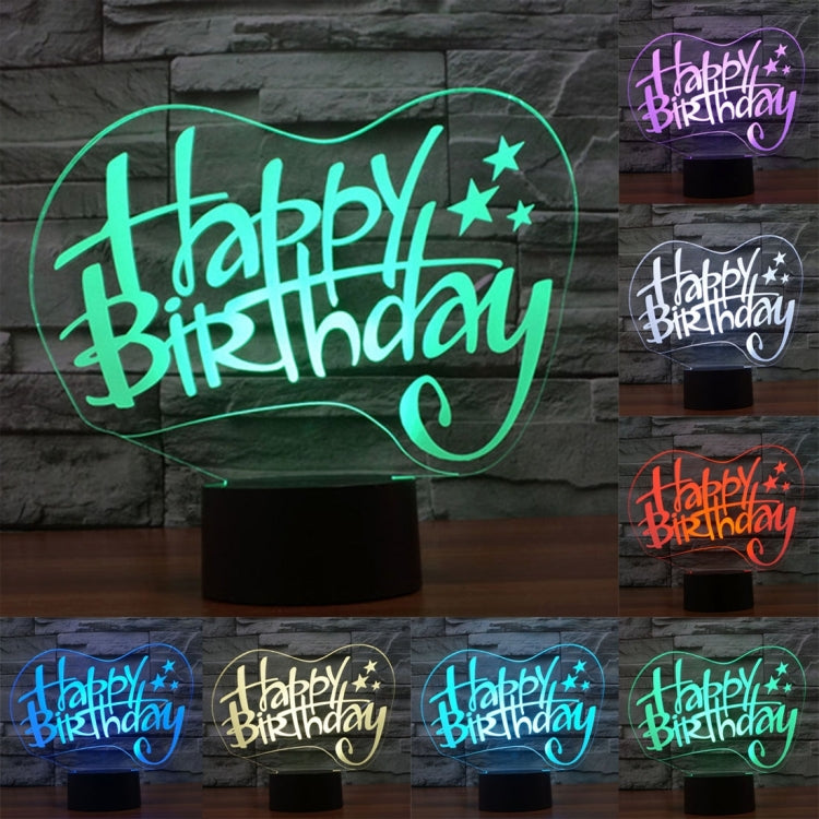 Happy Birthday Style 3D Touch Switch Control LED Light , 7 Color Discoloration Creative Visual Stereo Lamp Desk Lamp Night Light - Novelty Lighting by PMC TechLife | Online Shopping South Africa | PMC TechLife | Buy Now Pay Later Mobicred