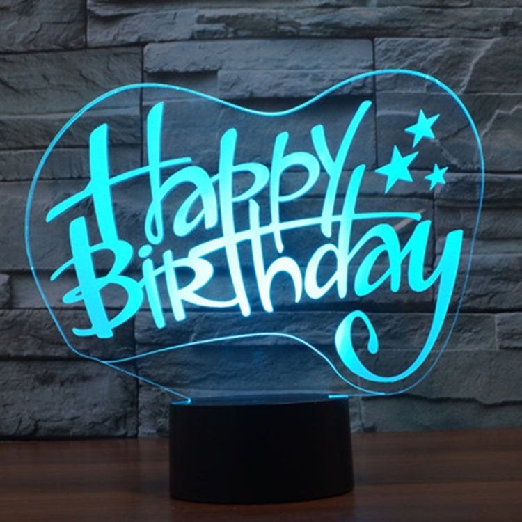 Happy Birthday Style 3D Touch Switch Control LED Light , 7 Color Discoloration Creative Visual Stereo Lamp Desk Lamp Night Light - Novelty Lighting by PMC TechLife | Online Shopping South Africa | PMC TechLife | Buy Now Pay Later Mobicred
