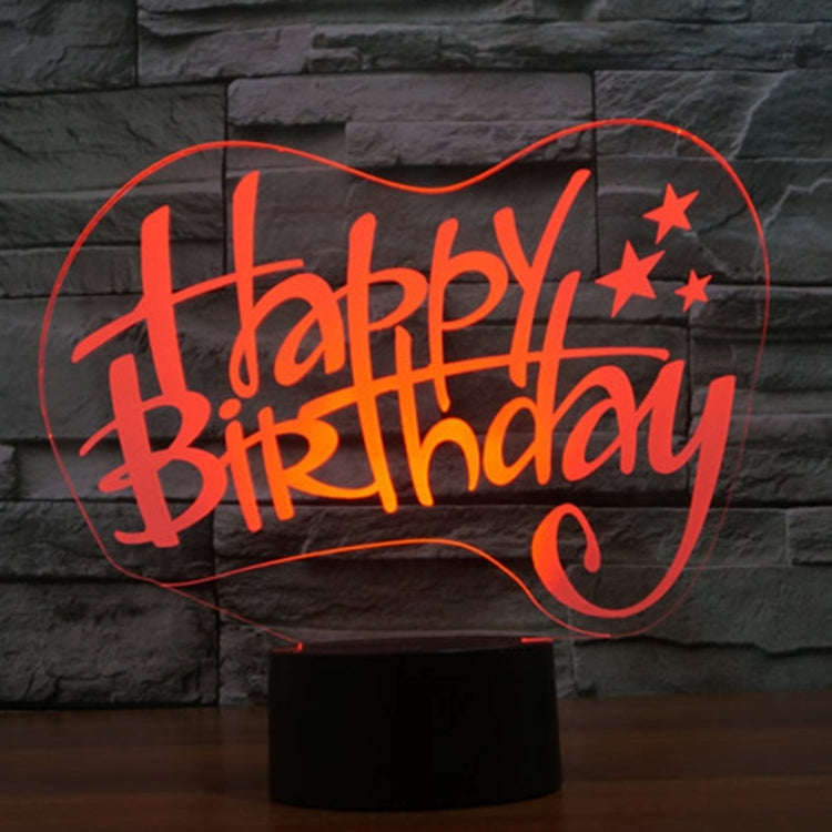 Happy Birthday Style 3D Touch Switch Control LED Light , 7 Color Discoloration Creative Visual Stereo Lamp Desk Lamp Night Light - Novelty Lighting by PMC TechLife | Online Shopping South Africa | PMC TechLife | Buy Now Pay Later Mobicred