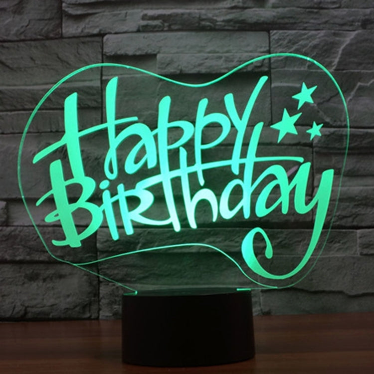 Happy Birthday Style 3D Touch Switch Control LED Light , 7 Color Discoloration Creative Visual Stereo Lamp Desk Lamp Night Light - Novelty Lighting by PMC TechLife | Online Shopping South Africa | PMC TechLife | Buy Now Pay Later Mobicred