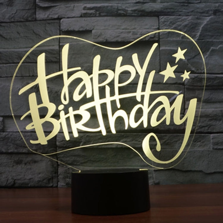 Happy Birthday Style 3D Touch Switch Control LED Light , 7 Color Discoloration Creative Visual Stereo Lamp Desk Lamp Night Light - Novelty Lighting by PMC TechLife | Online Shopping South Africa | PMC TechLife | Buy Now Pay Later Mobicred