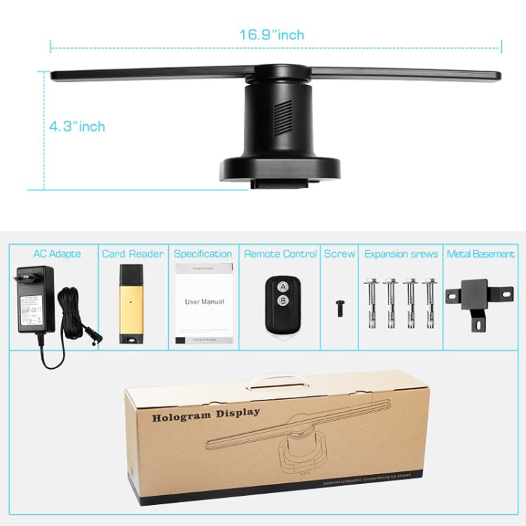 42cm Diameter 450 x 224 Pixels Resolution 3D Advertisement Player Machine , 224 LEDs Hologram Holographic Display Fan with Remote Control, Support 4GB Micro SD Card, AC 100-240V - Other by PMC TechLife | Online Shopping South Africa | PMC TechLife | Buy Now Pay Later Mobicred