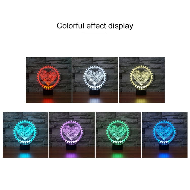 Gear Heart Shape 3D Colorful LED Vision Light Table Lamp, USB Touch Version - Novelty Lighting by PMC TechLife | Online Shopping South Africa | PMC TechLife | Buy Now Pay Later Mobicred