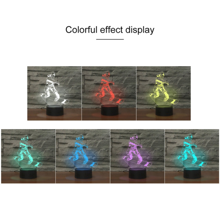 Skate Boy Shape 3D Colorful LED Vision Light Table Lamp, 16 Colors Remote Control Version - Novelty Lighting by PMC TechLife | Online Shopping South Africa | PMC TechLife | Buy Now Pay Later Mobicred