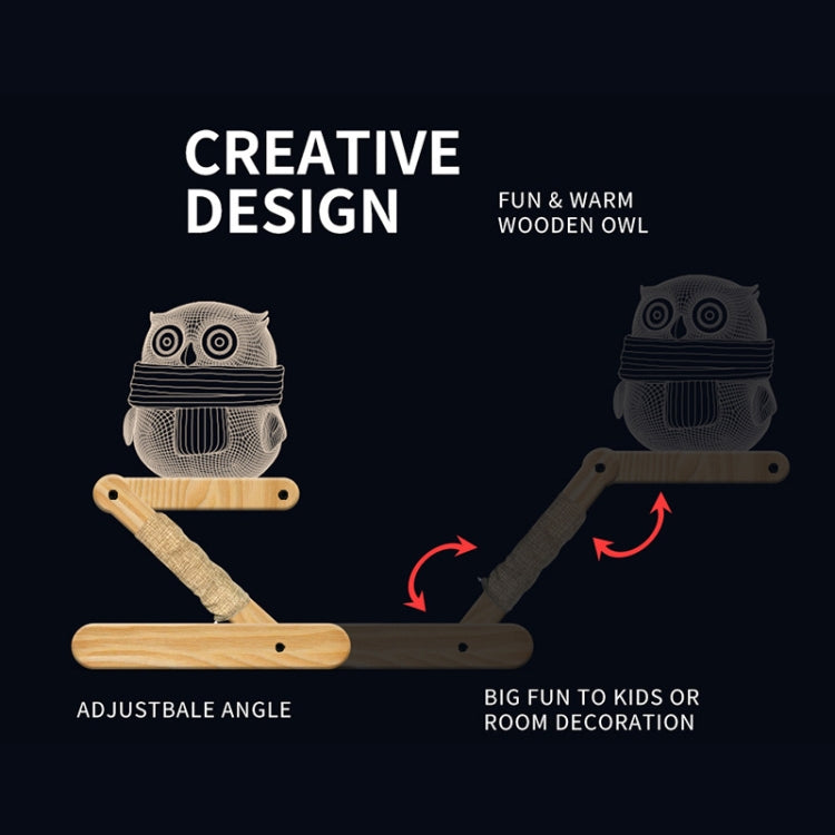 0.5W Children Bedroom Owl Folding Wood Lamp 3D Night Light (Warm Light) - Night Lights by PMc TechLife | Online Shopping South Africa | PMc TechLife | Buy Now Pay Later Mobicred