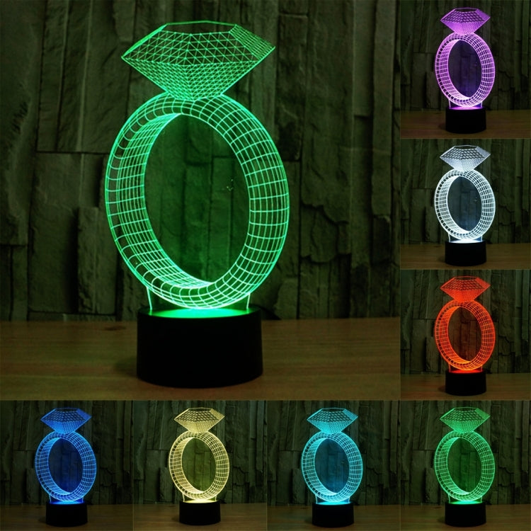 Diamond Ring Style 3D Touch Switch Control LED Light , 7 Color Discoloration Creative Visual Stereo Lamp Desk Lamp Night Light - Novelty Lighting by PMC TechLife | Online Shopping South Africa | PMC TechLife | Buy Now Pay Later Mobicred