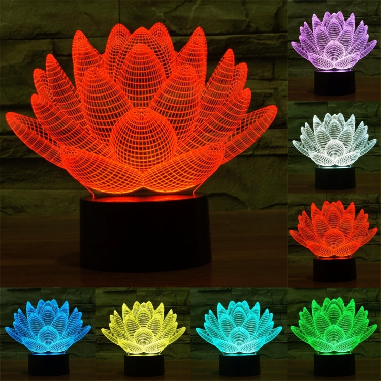 Lotus Style 3D Touch Switch Control LED Light , 7 Color Discoloration Creative Visual Stereo Lamp Desk Lamp Night Light - Novelty Lighting by PMC TechLife | Online Shopping South Africa | PMC TechLife | Buy Now Pay Later Mobicred