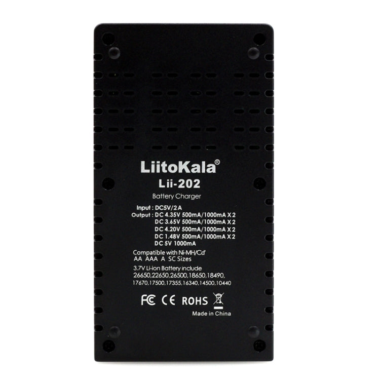 LiitoKala lii-202 USB Output Intelligent Battery Charger for Li-ion IMR 18650, 18490, 18350, 17670, 17500, 16340(RCR123), 14500, 10440 - Charger & Converter by PMC TechLife | Online Shopping South Africa | PMC TechLife | Buy Now Pay Later Mobicred