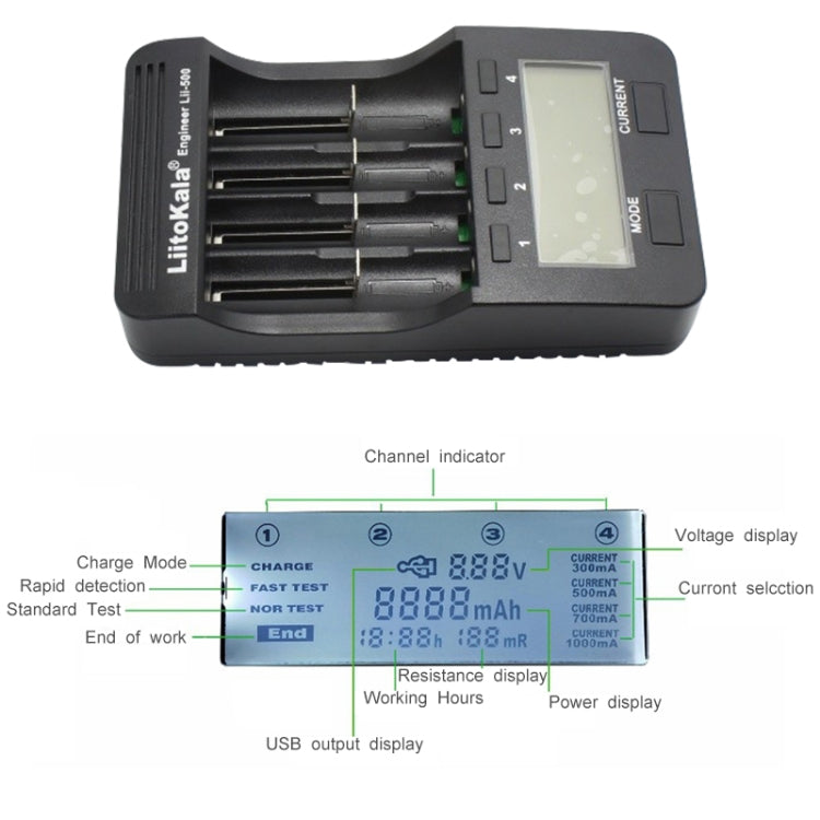 LiitoKala lii-500 Lithium Battery Charger for Li-ion IMR 18650, 26650, 16340, 14500, 10440, 18500, EU Plug - Charger & Converter by PMC TechLife | Online Shopping South Africa | PMC TechLife | Buy Now Pay Later Mobicred