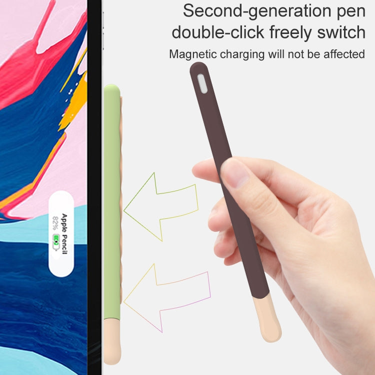 LOVE MEI For Apple Pencil 2 Stripe Design Stylus Pen Silicone Protective Case Cover (Black) - Pencil Accessories by LOVE MEI | Online Shopping South Africa | PMC TechLife | Buy Now Pay Later Mobicred