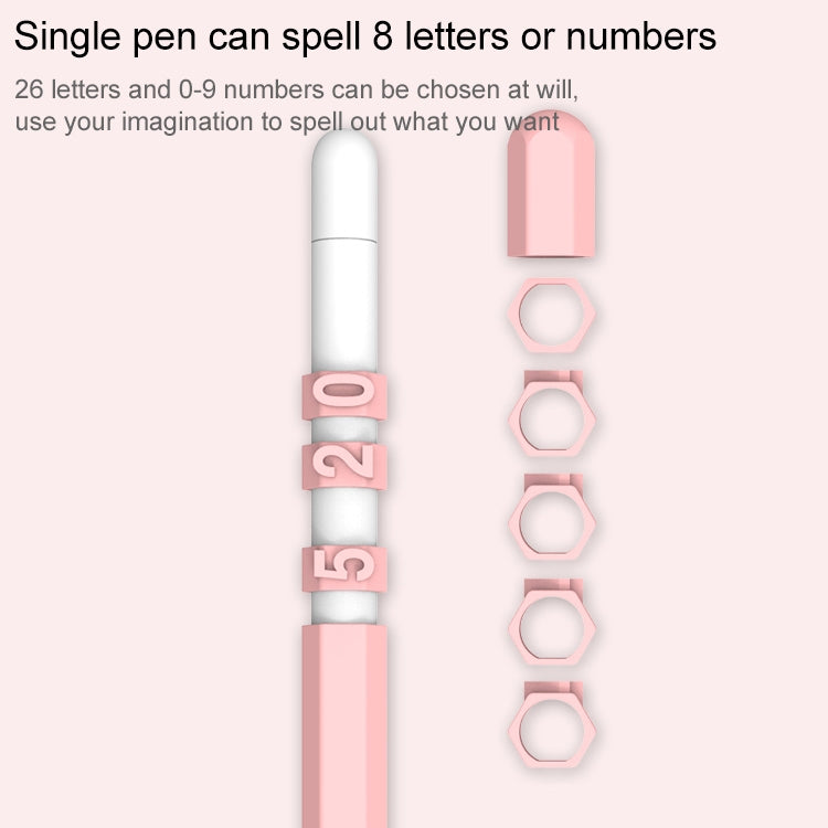 LOVE MEI For Apple Pencil 2 Number Letter Design Stylus Pen Silicone Protective Case Cover (Pink) - Pencil Accessories by LOVE MEI | Online Shopping South Africa | PMC TechLife | Buy Now Pay Later Mobicred