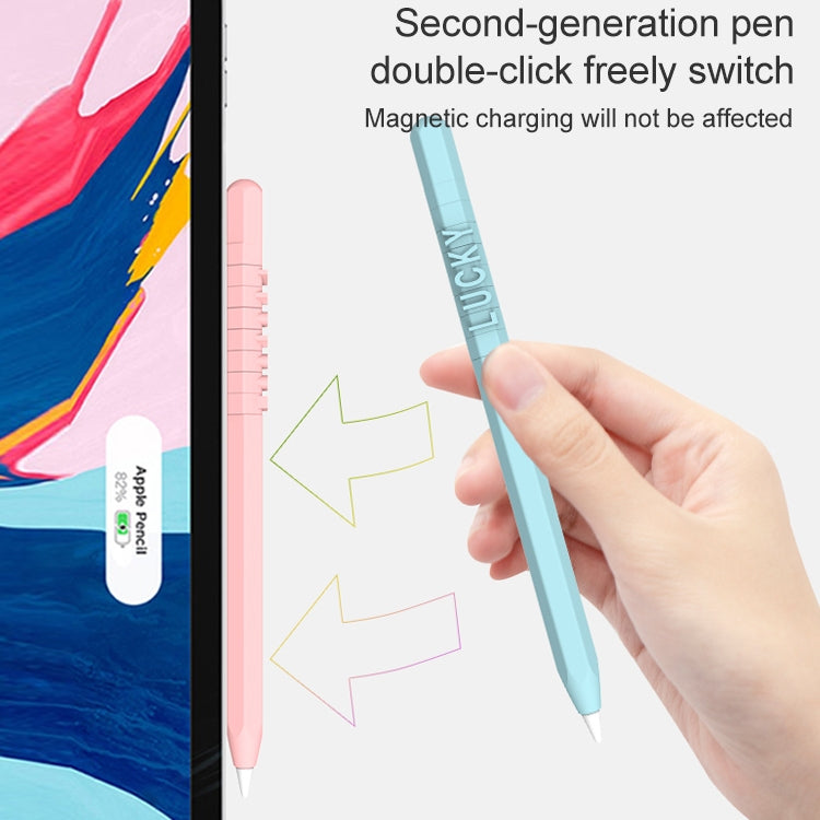 LOVE MEI For Apple Pencil 2 Number Letter Design Stylus Pen Silicone Protective Case Cover (Grey) - Pencil Accessories by LOVE MEI | Online Shopping South Africa | PMC TechLife | Buy Now Pay Later Mobicred