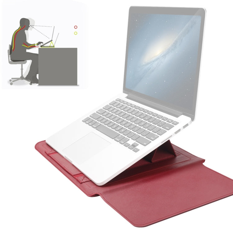 4 in 1 Universal Waterproof PU Leather Laptop Liner Bag with Handle & Stand & Pen Holder + 2 Winders + Mouse Bag + Charger Bag Set for 11/12 inch laptops(Red) - 10 - 11 inch by PMC TechLife | Online Shopping South Africa | PMC TechLife | Buy Now Pay Later Mobicred