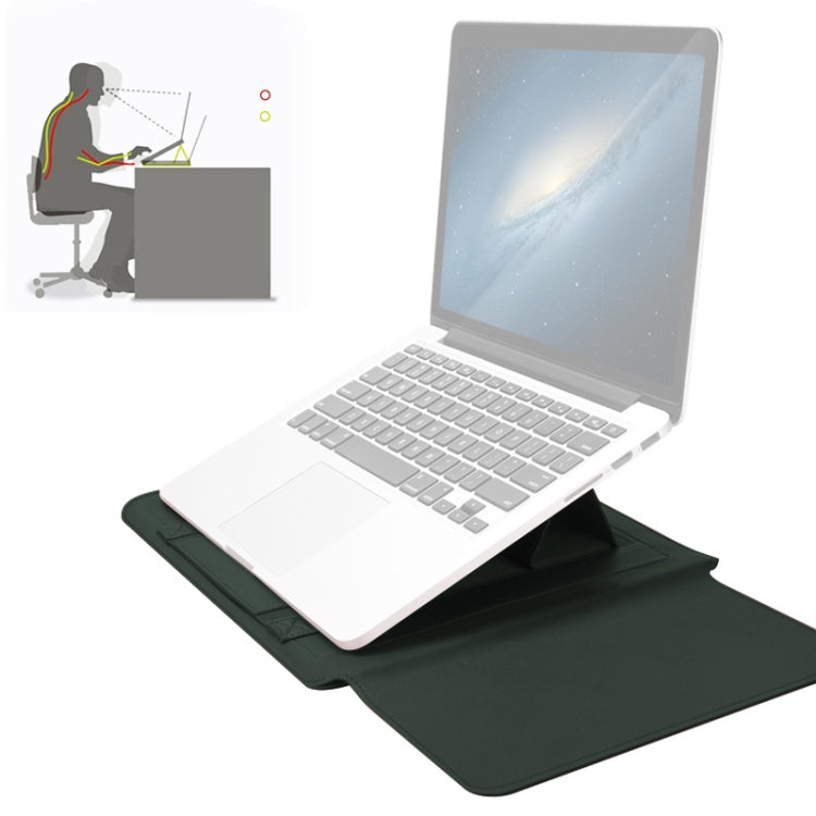 4 in 1 Universal Waterproof PU Leather Laptop Liner Bag with Handle & Stand & Pen Holder + 2 Winders + Mouse Bag + Charger Bag Set for 15 inch Laptops(Green) - 15 inch by PMC TechLife | Online Shopping South Africa | PMC TechLife | Buy Now Pay Later Mobicred