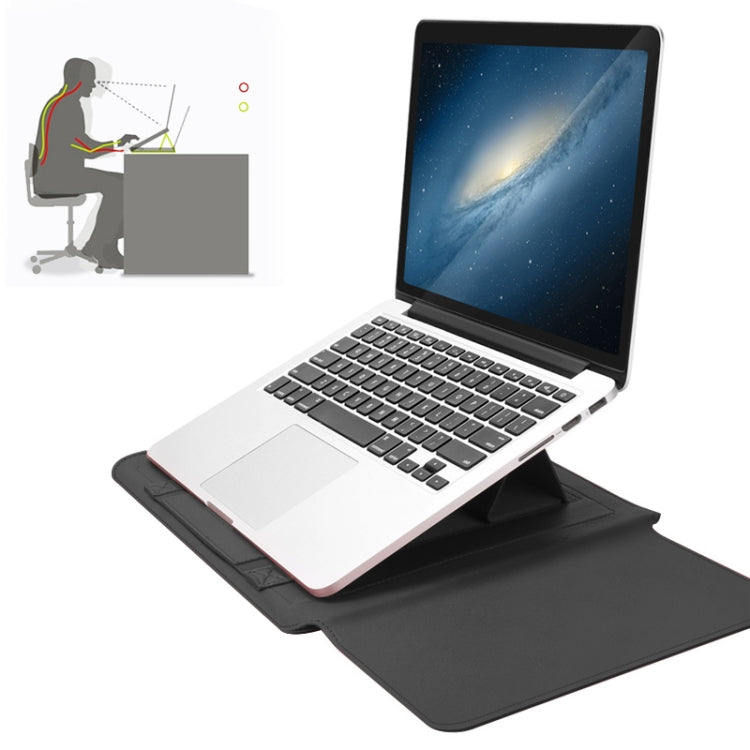4 in 1 Universal Waterproof PU Leather Laptop Liner Bag with Handle & Stand & Pen Holder + 2 Winders + Mouse Bag + Charger Bag Set for 15 inch Laptops(Grey) - 15 inch by PMC TechLife | Online Shopping South Africa | PMC TechLife | Buy Now Pay Later Mobicred