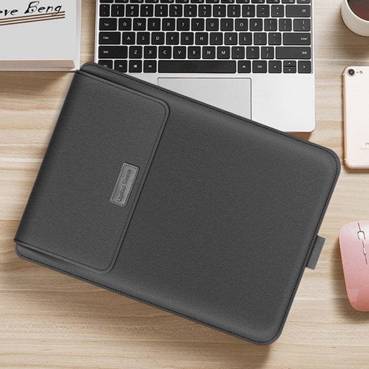 4 in 1 Universal Waterproof PU Leather Laptop Liner Bag with Handle & Stand & Pen Holder + 2 Winders + Mouse Bag + Charger Bag Set for 15 inch Laptops(Grey) - 15 inch by PMC TechLife | Online Shopping South Africa | PMC TechLife | Buy Now Pay Later Mobicred