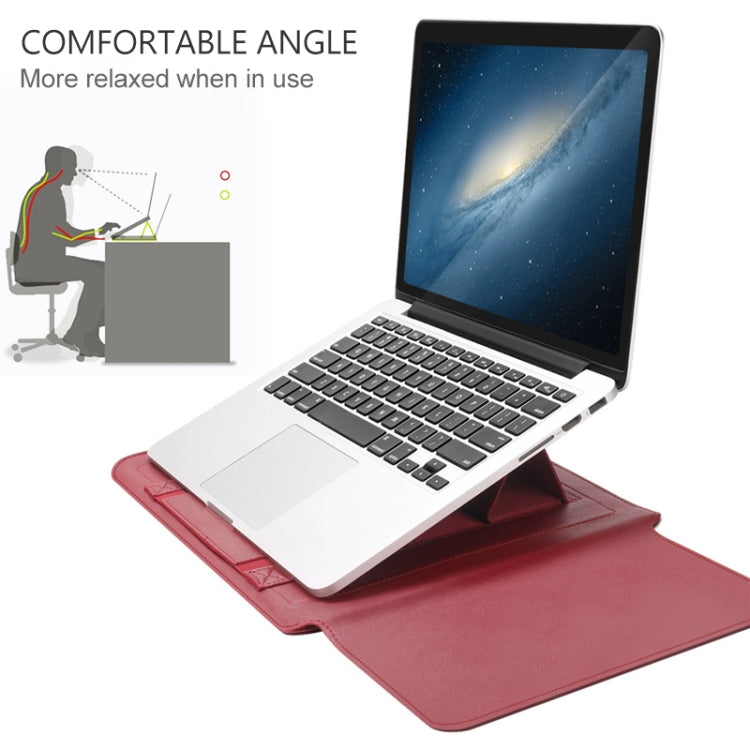 4 in 1 Universal Waterproof PU Leather Laptop Liner Bag with Handle & Stand & Pen Holder + 2 Winders + Mouse Bag + Charger Bag Set for 15 inch Laptops(Red) - 15 inch by PMC TechLife | Online Shopping South Africa | PMC TechLife | Buy Now Pay Later Mobicred