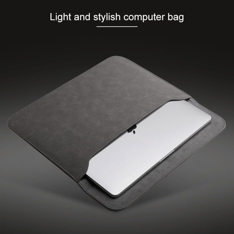 2 in 1 Horizontal Matte Leather Laptop Inner Bag + Power Bag for MacBook 12 inch A1534 (2015 - 2017)(Dark Gray) - Protective Bags by PMC Jewellery | Online Shopping South Africa | PMC Jewellery | Buy Now Pay Later Mobicred