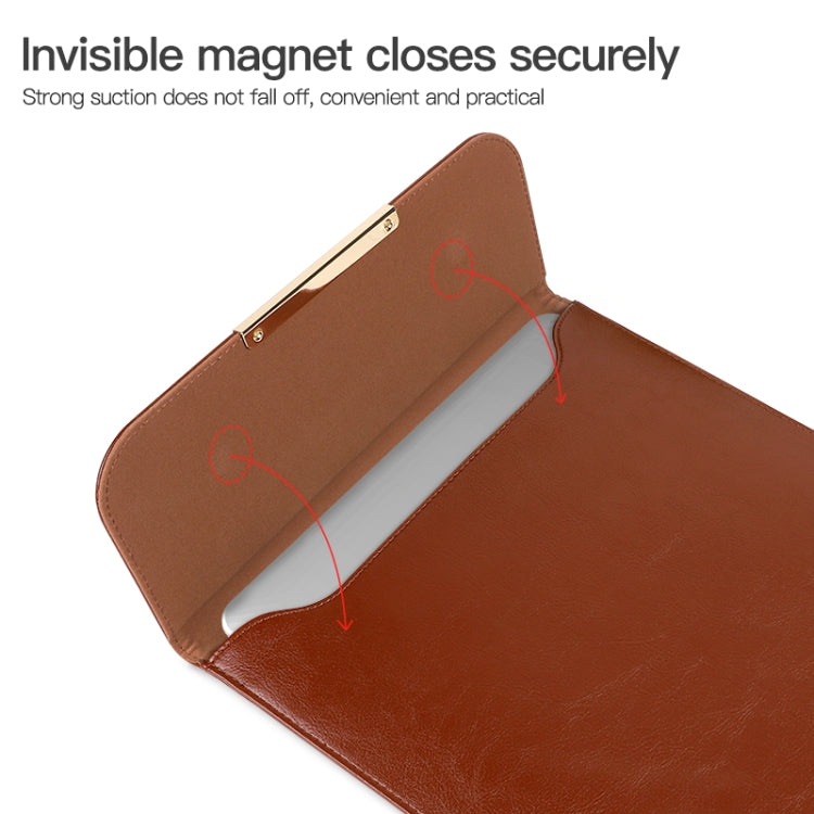 13.3 inch Laptop 2 in 1 PU Leather Sleeve Liner Bag with Mouse Storage Bag(Coffee) - 13.3 inch by PMC TechLife | Online Shopping South Africa | PMC TechLife | Buy Now Pay Later Mobicred
