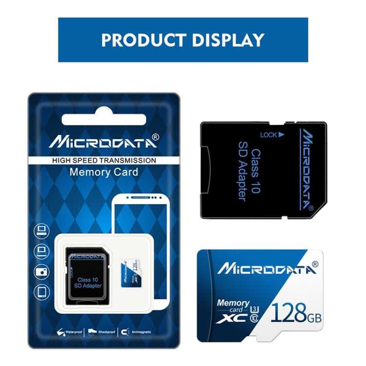 MICRODATA 128GB U3 Blue and White TF(Micro SD) Memory Card - free shipping - PMC Jewellery - Order now!