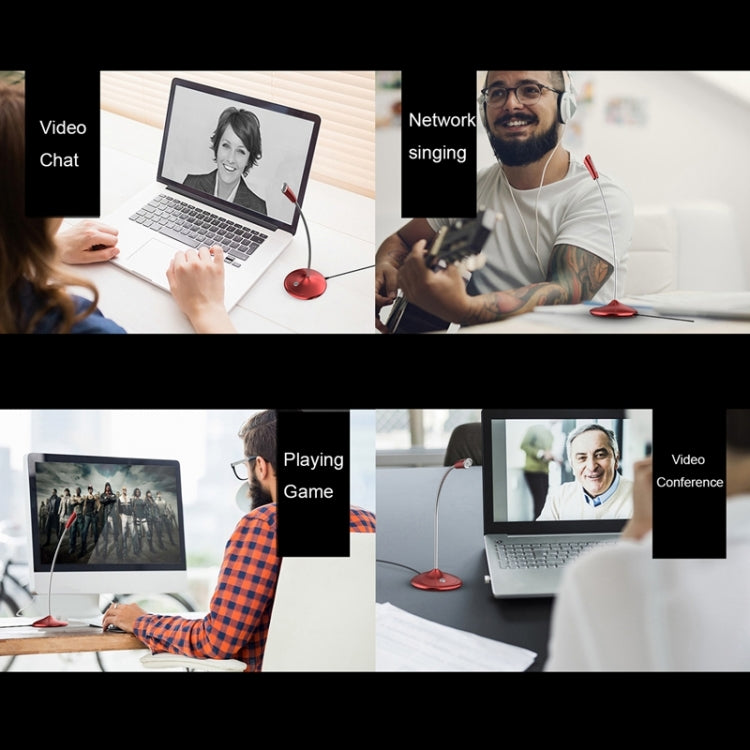 BK Desktop Gooseneck Adjustable USB Wired Audio Microphone, Built-in Sound Card, Compatible with PC / Mac for Live Broadcast, Show, KTV, etc.(White) - Microphone by PMC TechLife | Online Shopping South Africa | PMC TechLife | Buy Now Pay Later Mobicred