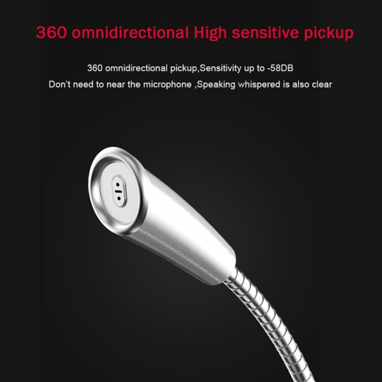 BK Desktop Gooseneck Adjustable USB Wired Audio Microphone, Built-in Sound Card, Compatible with PC / Mac for Live Broadcast, Show, KTV, etc.(White) - Microphone by PMC TechLife | Online Shopping South Africa | PMC TechLife | Buy Now Pay Later Mobicred