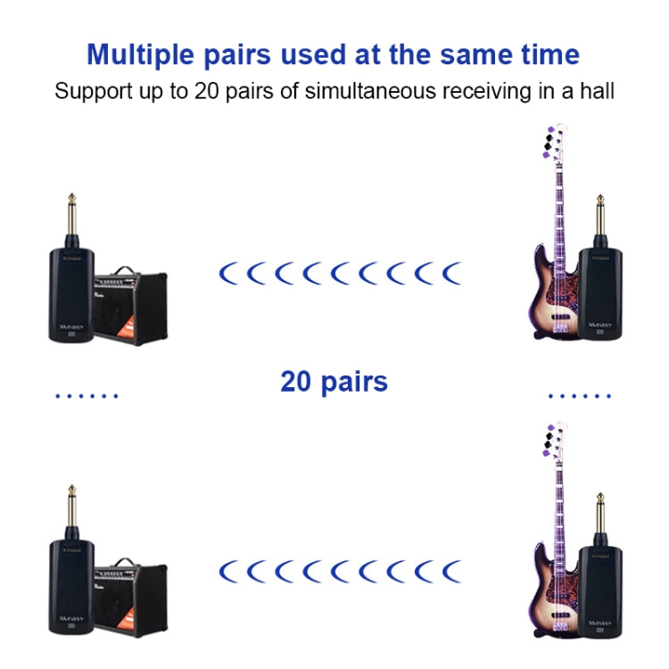 Measy AU688-U 20 Channels Wireless Guitar System Rechargeable Musical Instrument Transmitter Receiver - free shipping - PMC Jewellery - Order now!