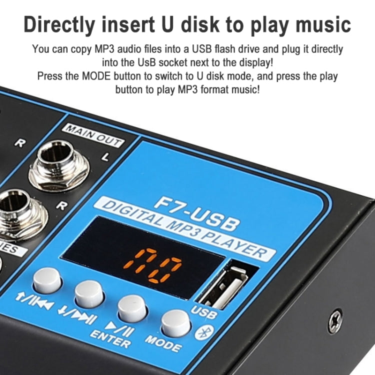 F7 Home 7-channel Bluetooth USB Reverb Mixer, EU Plug(Black) - free shipping - PMC Jewellery - Order now!