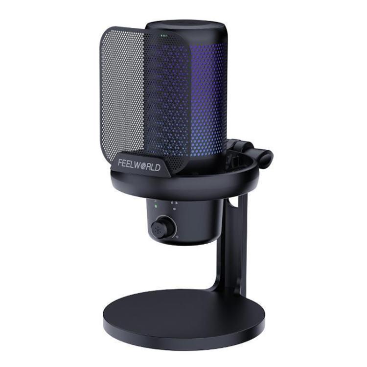 FEELWORLD VM1 USB Condenser Gaming Microphone for Streaming Noise Cancellation Mute RGB Light Desktop Stand (Black) - Microphone by FEELWORLD | Online Shopping South Africa | PMC TechLife | Buy Now Pay Later Mobicred
